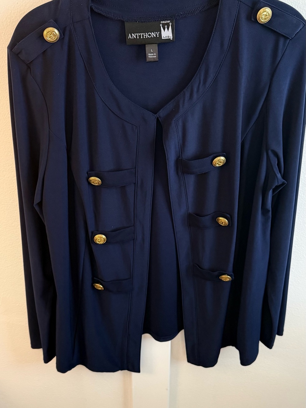 Anthony Navy Military-Style Button Blazer